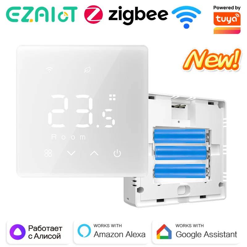 Intelligenter Tuya WIFI Zigbee Thermostat für Gaskessel Batteriebetriebener Temperaturregler Heizungs-Thermoregulator Alexa Google Home Image