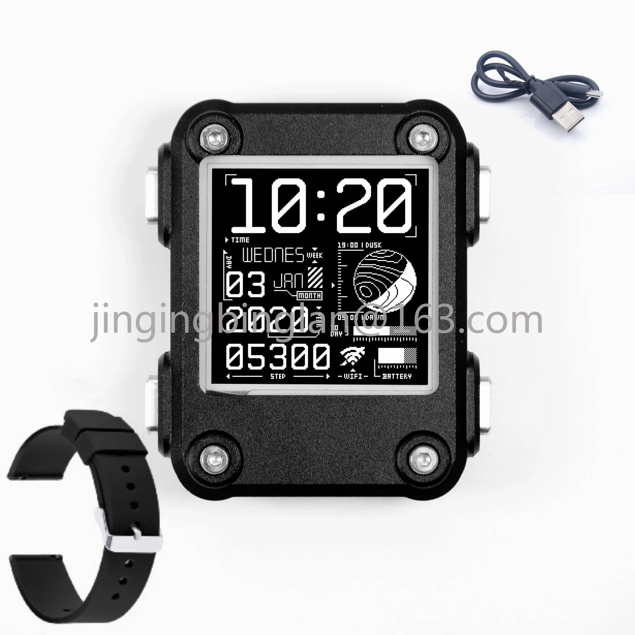 Smartwatch – Fortschrittliche E-Paper-Anzeige. Programmierbare ESP32 Smartwatch mit WIFI und Bluetooth. Open Source Watchy v2.0 PLUS Image