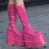 Plattform Kniehohe Stiefel Aus Echtem Leder Einfarbig Mode Neuheit Sexy Concise Elegante Frauen Schuhe Neue Runde Kappe Dicken Boden