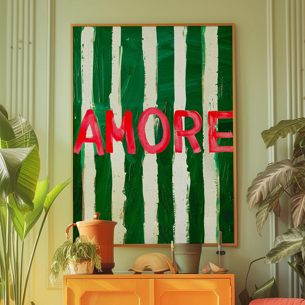Amore Vintage Moderne grüne Wandkunst Drucke Leinwand Malerei Poster Bild für Wohnzimmer Schlafzimmer Spielzimmer Home Decor Image
