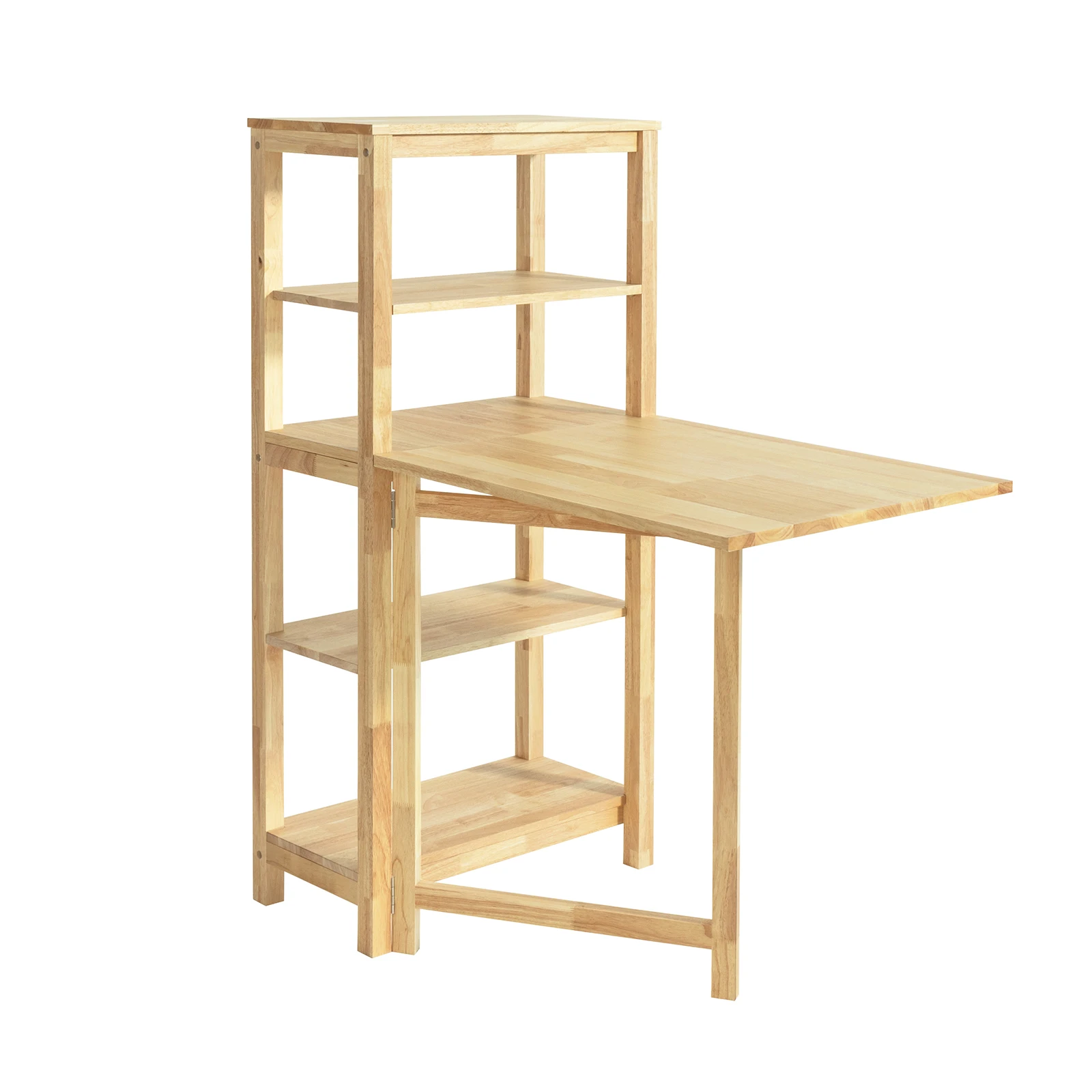 SoBuy FWT70-N table de salle à manger pliante avec étagère table à manger table pliante en bois de caoutchouc bureau table en bois