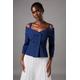 Coast Womens 3/4 Sleeve Off Shoulder Peplum Jacket - Navy - Size 12 UK | Coast Sale | Discount Designer Brands
