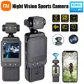Palmare Xiaomi 8K 180 ° Mini telecamera portatile anti-vibrazione rotante Display HD Telecamera di movimento per visione notturna indossabile wireless WiFi