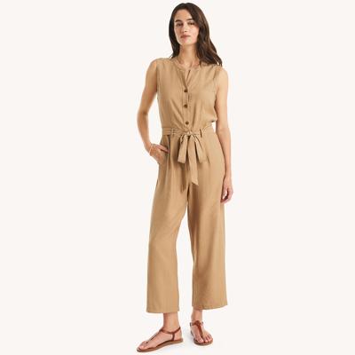 Nautica Women's Waist Tie Jumpsuit Coastal Tan, 6