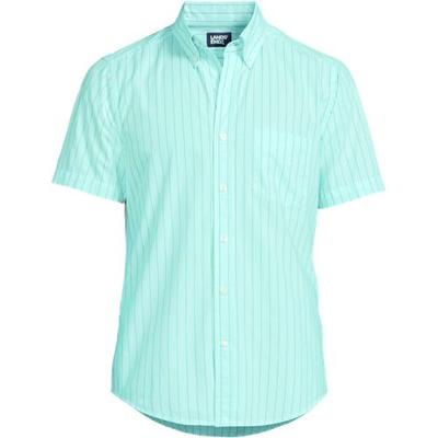 Short Sleeve Cotton Shirt, Men, size: 46-48, regular, Green, Cotton, by Lands' End