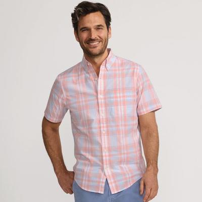 Short Sleeve Cotton Shirt, Men, size: 34-36, regular, Blue, Cotton, by Lands' End