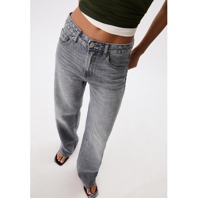 Stradivarius D92 straight wide-leg jeans DARK GREY DENIM WASH 10