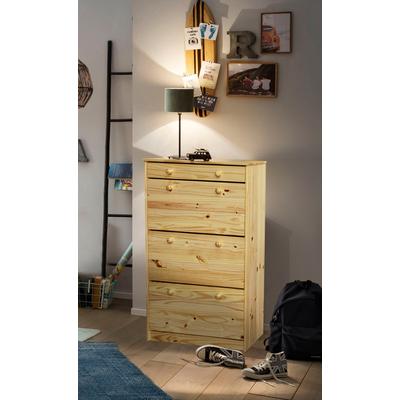 Schuhschrank HOME AFFAIRE, beige (natur), B:80cm H:128cm T:27cm, Massivholz, Schränke, gefertigt aus massivem Kiefernholz Image