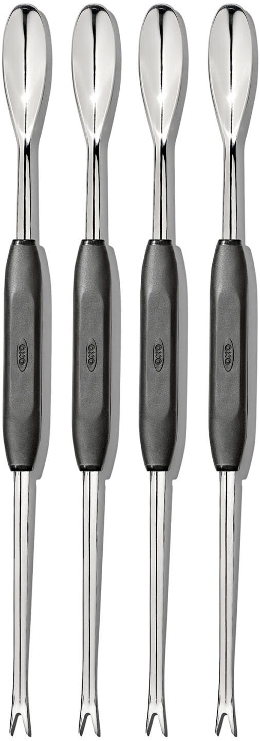 Fleischgabel OXO GOOD GRIPS, schwarz (edelstahl, schwarz), B:1,2cm, Edelstahl, Fleischgabeln, für Meeresfrüchte, 4-teilig Image