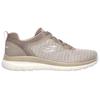 Sneaker SKECHERS "BOUNTIFUL - QUICK PATH", Damen, Gr. 35, grau (taupe), Textil, Lederimitat, sportlich, Schuhe, Freizeitschuh, Halbschuh, Schnürschuh mit gepolsterter Innensohle, Topseller