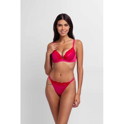 Push-up-BH DORINA "ORIGINS-SHINY MICRO", Damen, Gr. 75, Cup C, pink, Spitze, Mesh, Obermaterial: 63% Polyamid, 19% Elasthan, 18% Polyester, unifarben, casual, BHs Image