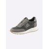 Sneaker HEINE, Damen, Gr. 38, grau (grau, anthrazit), Leder, Glattleder, Veloursleder, Glattleder, modisch, Schuhe