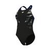 Badeanzug ARENA "WOMEN'S ARENA GRAPHIC SWIMSUIT V BACK L", Damen, Gr. 44, N-Gr, schwarz, navy, Obermaterial: 80% Polyamid, 20% Elasthan, sportlich, Badeanzüge