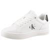 Plateausneaker CALVIN KLEIN JEANS "CLASSIC CUPSOLE MONO LTH WN", Damen, Gr. 42, schwarz-weiß (weiß, schwarz), Leder, Synthetik, unifarben mit Farbeinsatz, sportlich, Schuhe, Schnürschuh, Halbschuh, Freizeitschuh mit seitlichem Logo