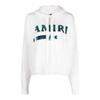 Amiri Leopard MA Bar Logo Weißer Strickhoodie