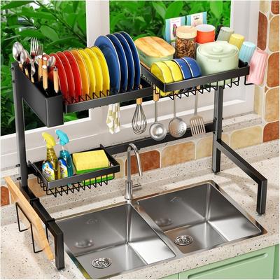 Dish drying rack above the sink, large dish drying...