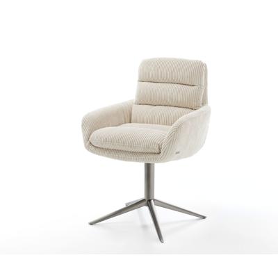 DELIFE Drehstuhl Abelia-Flex mit Armlehnen Cord Beige Fußkreuz Graphit 360° drehbar Wippfunktion, Esszimmerstühle Image