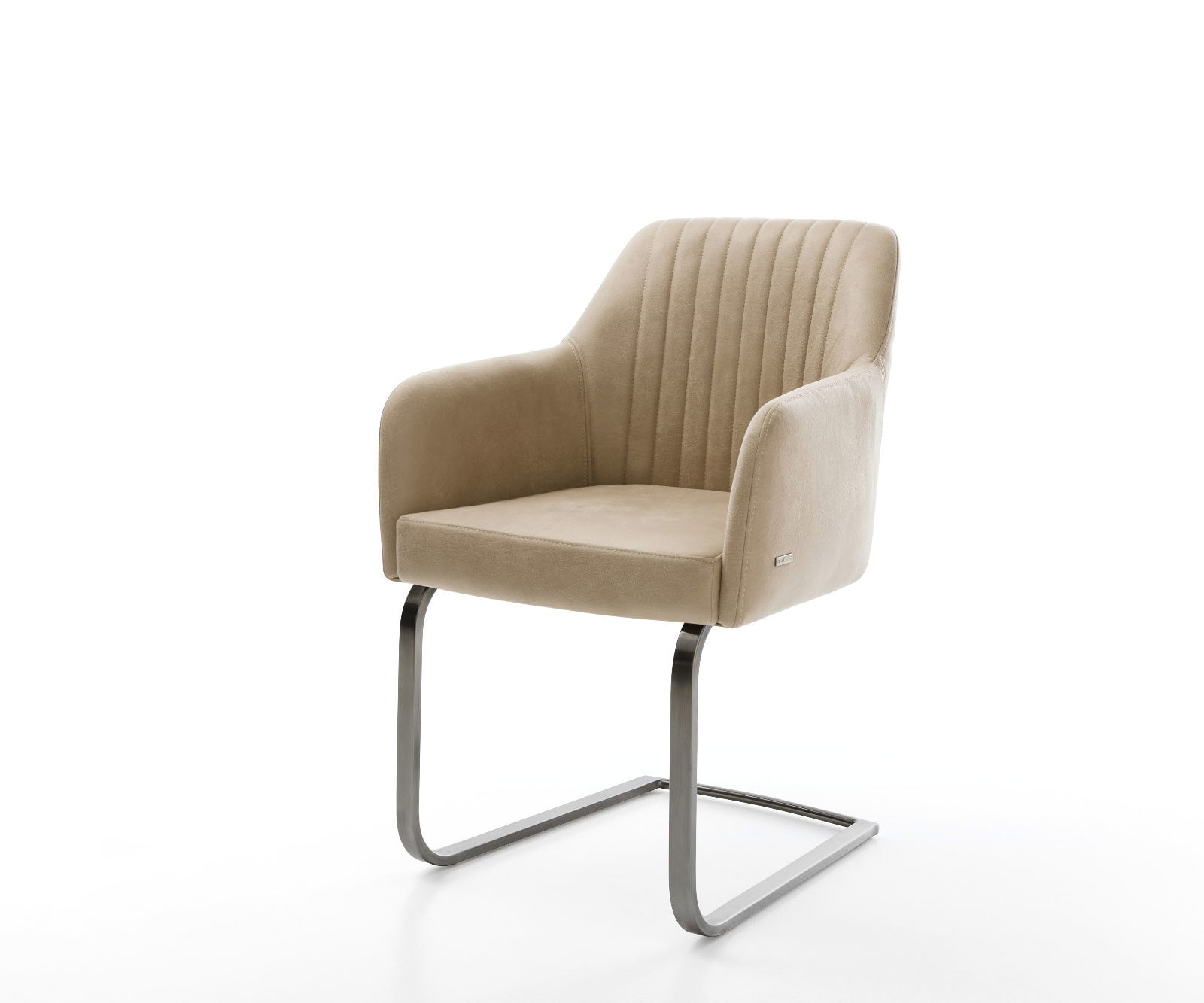 DELIFE Freischwinger Greg-Flex Mikrofaser Beige Vintage Freischwinger flach Graphit Taschenfederkern, Esszimmerstühle Image