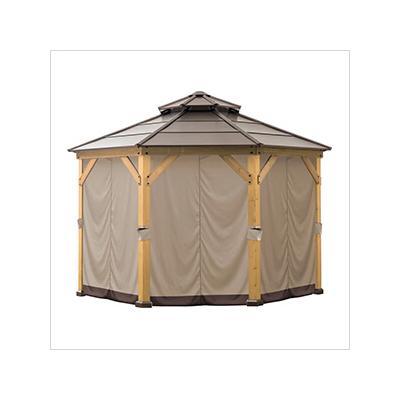 Sunjoy Group Replacement Privacy Curtains for 13 x 13 Hardtop Gazebo (Beige/Brown)