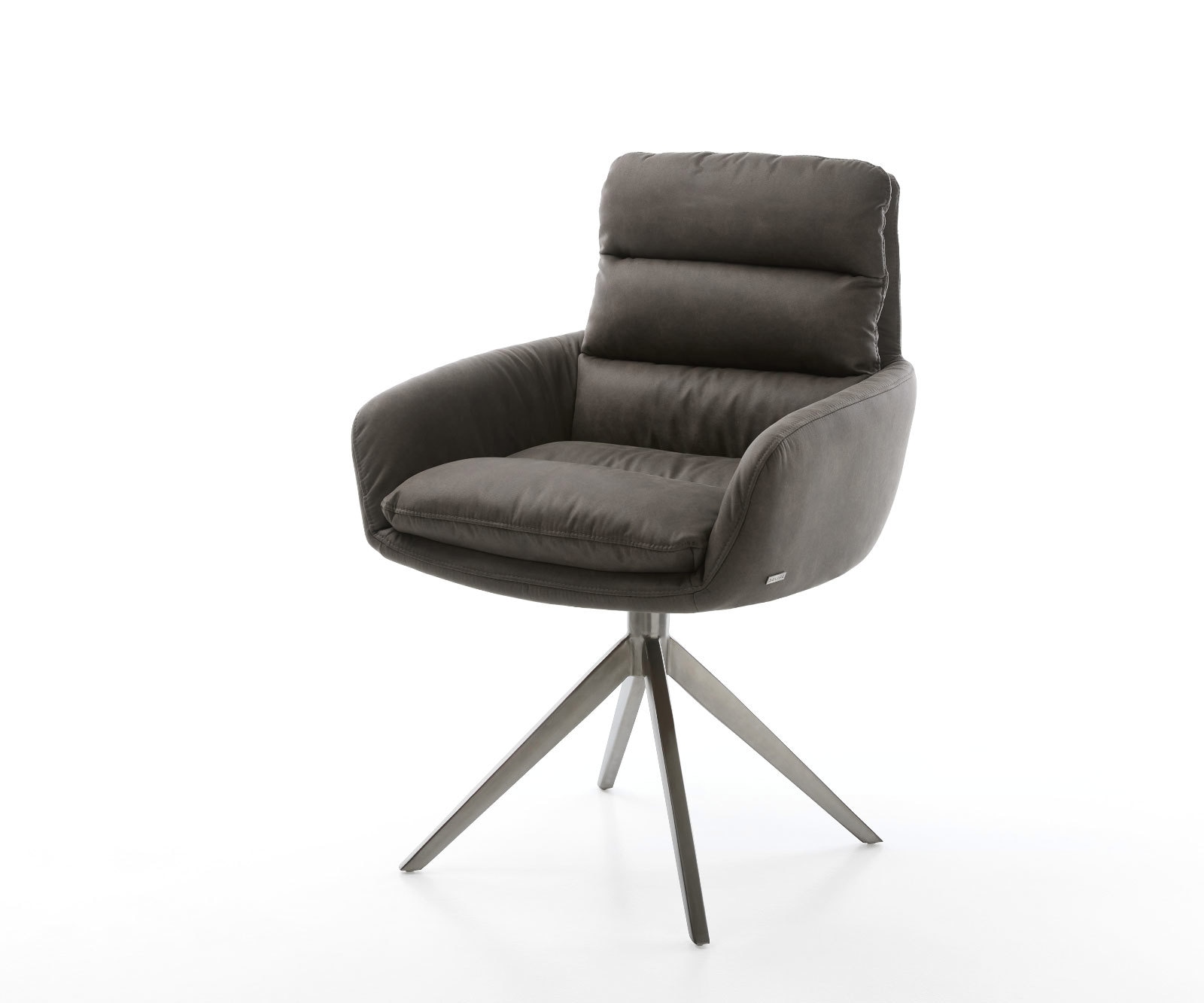 DELIFE Drehstuhl Abelia-Flex mit Armlehnen Mikrofaser Anthrazit Vintage Kreuzgestell breit Graphit 360° drehbar Wippfunktion, Esszimmerstühle Image