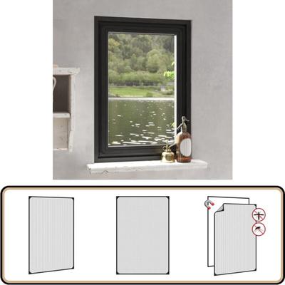 Magnet-Insektenschutz für Fenster Anthrazit 80x120 cm - Magnetfliegengitter - Insektenschutz Image