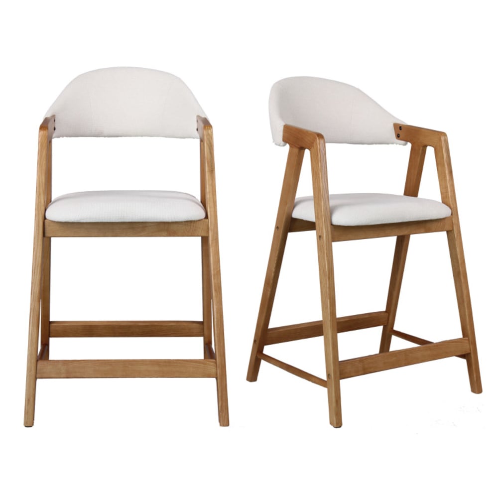 Set di 2 sgabelli da bar in frassino Trendy ecrù