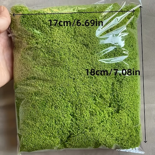 realistisches Kunstmoos (100 g), langlebige DIY-Gartendekoration aus Kunststoff für den Innenbereich, natürliches grünes Moos für Glasterrarien, Pflanzgefäße, Landschaftsgestaltung im Freien, strukturiertes Gartenzubehör Image
