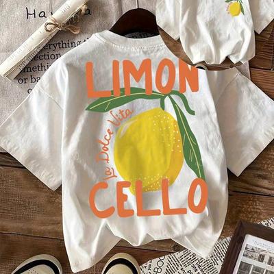 "TEMU Women's Lemon Graphic T-shirt - "for " Print, Casual Crew Neck, Short Sleeve, Lightweight Polyester, Outfits, Casual Wear | Print | Glossy Texture" Image