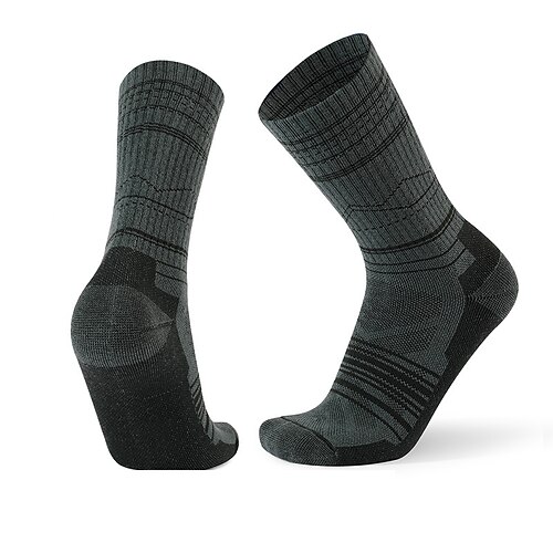 1 Paar Herren Socken aus Merinowolle Wandersocken laufsocken Thermowarm Atmungsaktiv Anti Blister Dicht Winter Außen mittlere Besatzung Patchwork Merino Wolle Schwarz Gelb Sahne für Ski / Snowboard Image