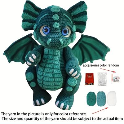 TEMU 1set Animal Crochet Kit For Beginners, Beginner Crochet Kit For Adults With Text Tutorials, Dragon Diy Knitting Kit, Cute Decorative Ornaments, Birthday Valentine's Day Festival Gifts Image