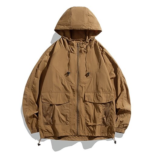 Herren Laufjacke Outdoorjacke Vollreißverschluss Langarm Oberbekleidung Sportlich Sommer Frühling Einfarbig Sonnenschutz Schnelltrocknend Leicht UV-Kühlung Tennis Golfspiel Laufen Sportbekleidung Image