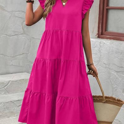 TEMU Elegant - Elegant Ruffle Trim Overlay Dress Image