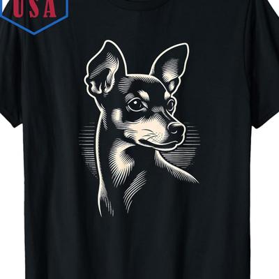TEMU 100% Made In Usa 180g Heavyweight Cotton T-shirt - Black Miniature Dog Design, Regular Fit Short Sleeve Round Neck Casual Tee For , Machine Washable Apparel, Dog Tshirt, Shirt Image