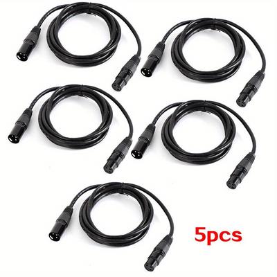 TEMU 5x Dmx Cable 1m 3-pin Xlr Cable Dmx Signal Cable For Moving Head Par Light Image