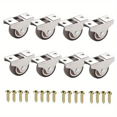 "TEMU 4pcs/8pcs Top Plate Fixed Tpr Rubber Caster, 1"(25mm), Plain Bearing Coffee Thermoplastic Rubber Wheels For Moving Furniture Silently And" Image