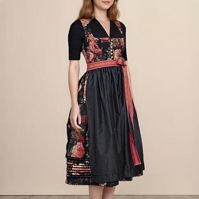 Karneval Oktoberfestbier Kostüm Kleid Dirndl Trachtenkleider Dienstmädchen Bayerisch Deutsch Wiesn Damen Karneval Bier Festival Stoff im traditionellen Stil Kleid Schürze Image