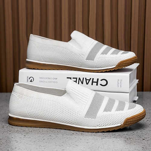 Herren-Slipper aus Strick, atmungsaktives Obermaterial aus Webstoff mit flexibler Gummisohle, bequem und leicht für Sommer, Strand und Autofahren Image