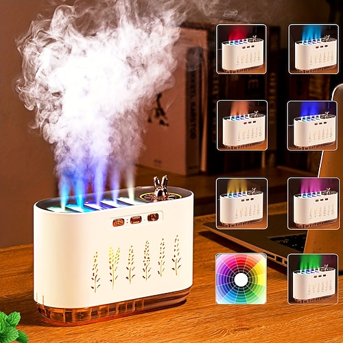 1 Stück leiser Luftbefeuchter, fünf Löcher, Aromaöl-Diffusor, dynamischer, farbenfroher Polar-Luftbefeuchter, Luftbefeuchter für Zuhause, Schlafzimmer, Büro, USB-Stecker Image