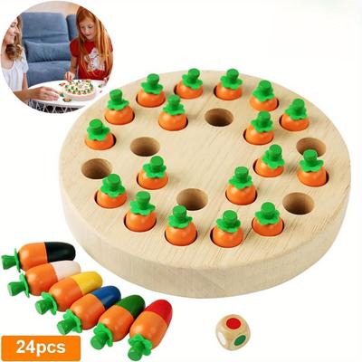 TEMU Memory Chess Interactive Table Game Chess Memory Wooden Board Game Multiplayer Interactive Game