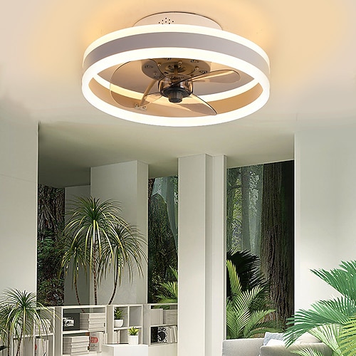 Deckenventilatoren mit Beleuchtung Unterputz-Innendeckenventilator mit niedrigem Profil, 18,7-Zoll-Deckenventilatoren ohne Flügel, dimmbar, mit Fernbedienung, intelligente 3 Farben, 6 Image