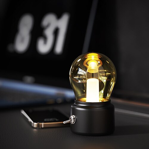 Retro-LED-Nachtlicht, Nachttischlampe, Vintage, wiederaufladbare USB-Nachttischlampe, Rentier- und Elch-Tischlampe für Bett, Schreibtisch, Lesen, Büro, Festivalgeschenk Image