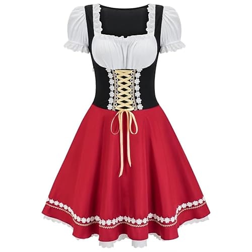 Oktoberfestbier Kleid Dirndl Trachtenkleider Dienstmädchen Bayerisch Deutsch Wiesn Wiesn Damen Stoff im traditionellen Stil Kleid Image