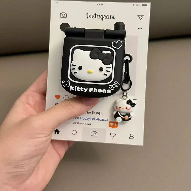 3D stereoskopische Sanrio Hello Kitty Kopfhörerhülle für Airpods 4 1 2 3 Pro 2, kabelloses Bluetooth-Headset, schützende Softcover Image