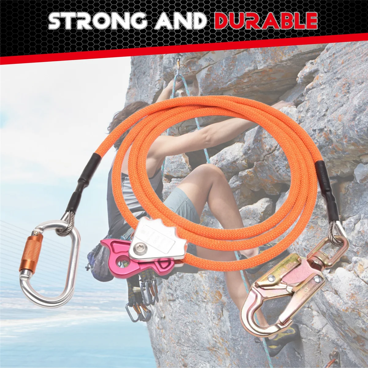 B43C Flip Line Kit mit Stahldrahtkern, verstellbares Kletterpositionierungsseil für Baumpfleger, Kletterer, Baumkletterer im Freien Image