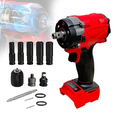 500 N.m Bürstenloser Schlagschrauber, 1/2 Zoll Reparatur-Akku-Schraubendreher, 4 Gänge, Innensechskant-Adapter-Set für Milwaukee 18 V Akku