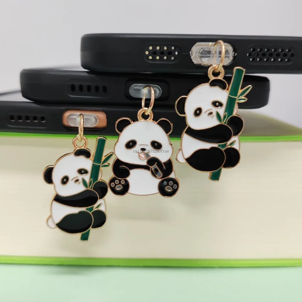Kawaii Panda Staub Stecker Charm Paar Mode Telefon Lade Port Stecker für IPhone Typ C Staub Schutz Stopper Damen Geschenk Image