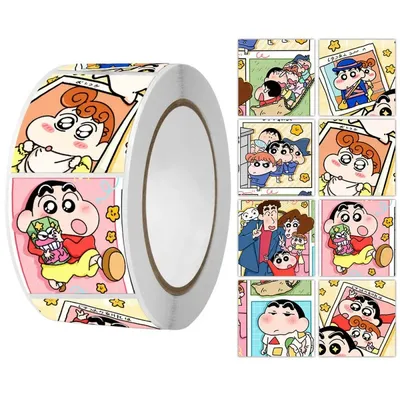 2025 Neue bemalte Crayon Shin Chan-Aufkleber, volle Rolle, kreative Ins, dekorative Karten, Siegelaufkleber, Rollenaufkleber, 500 Stück Image