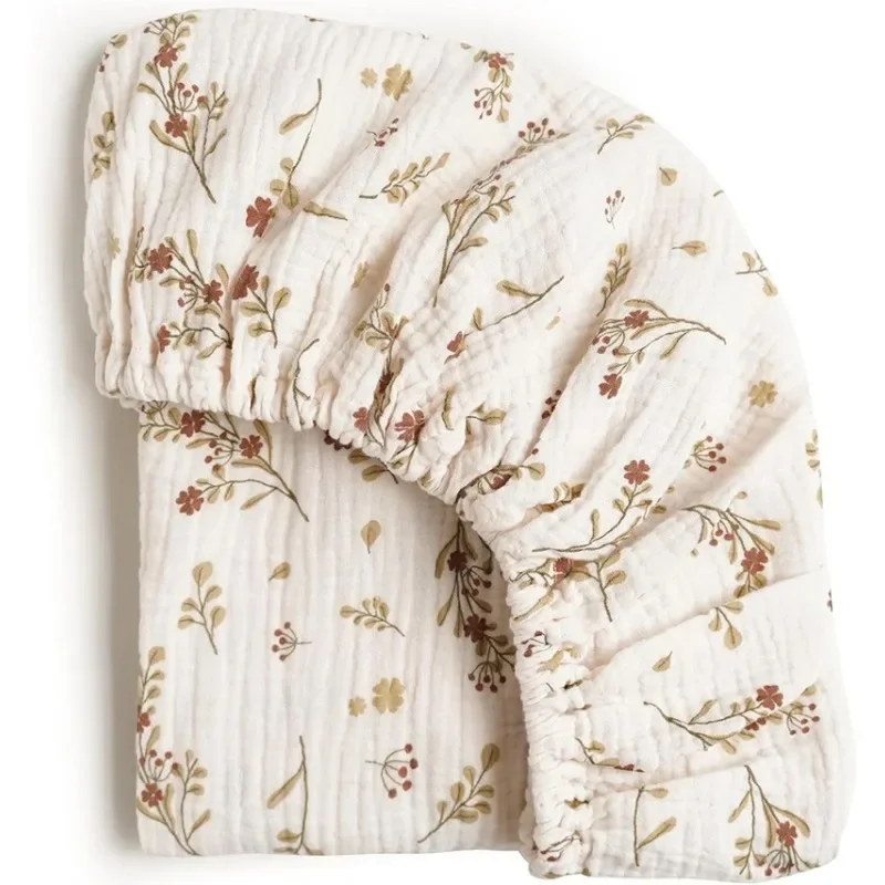 2PCS Baby Ausgestattet Stubenwagen Blatt Neugeborenen Ändern Pad Abdeckung Solide Gedruckt Atmungsaktive Krippe Ausgestattet Blätter Wiegen Matratze Abdeckung Image