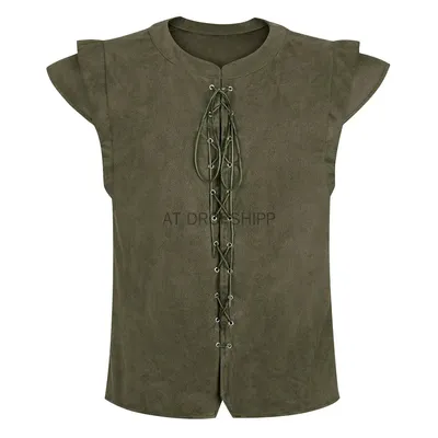 Herren Mittelalter Punk Weste Wikinger Cosplay Bogenschütze Kostüm Erwachsene Brust Körperpanzer Image