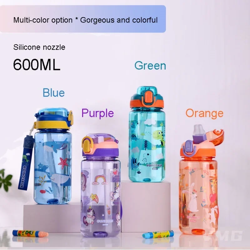 Bedruckter Kinder-Strohwasserbecher mit großer Kapazität, tragbar, hochtemperaturbeständig und sturzfest, leicht zu tragen Image